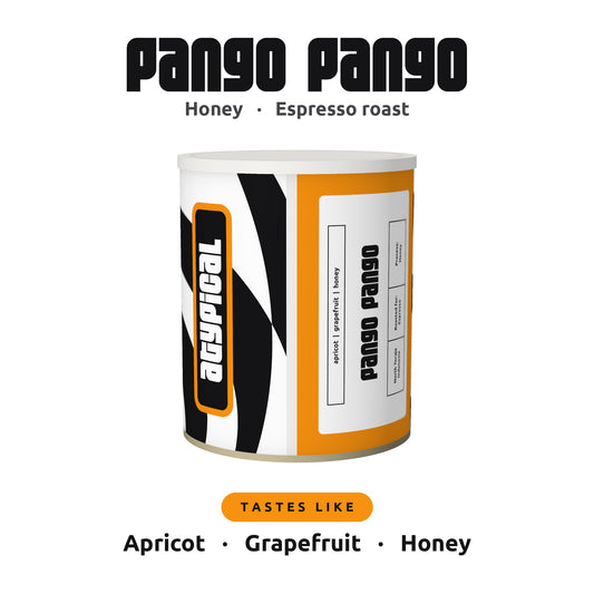 Indonesia Pango Pango - Honey - Espresso Roast, tasting notes: apricot, grapefruit, honey